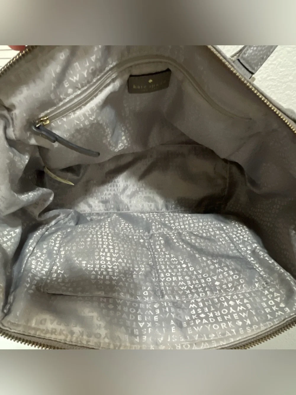 kate spade Pebbled Leather Tote in Charcoal with Suede Sides